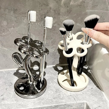 Flower Shaped Toothbrush Holder Toothbrush Toothpaste Bathroom Organizer Makeup Brush Stand Bathroom Accessories BeautyTool Gift