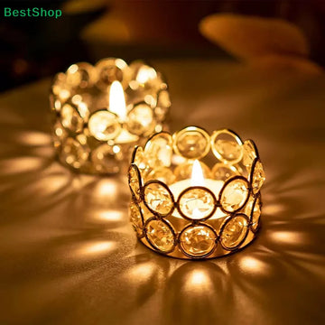 ❄Gold Crystal Tealight Holder - Decorative Beaded Candle Holder for Wedding & Home