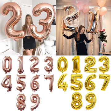 32/40 Inch 0-9  Number Balloons Big Foil Birthday Rose Gold Balloon Helium Happy Birthday Wedding Party Decorations Supplies