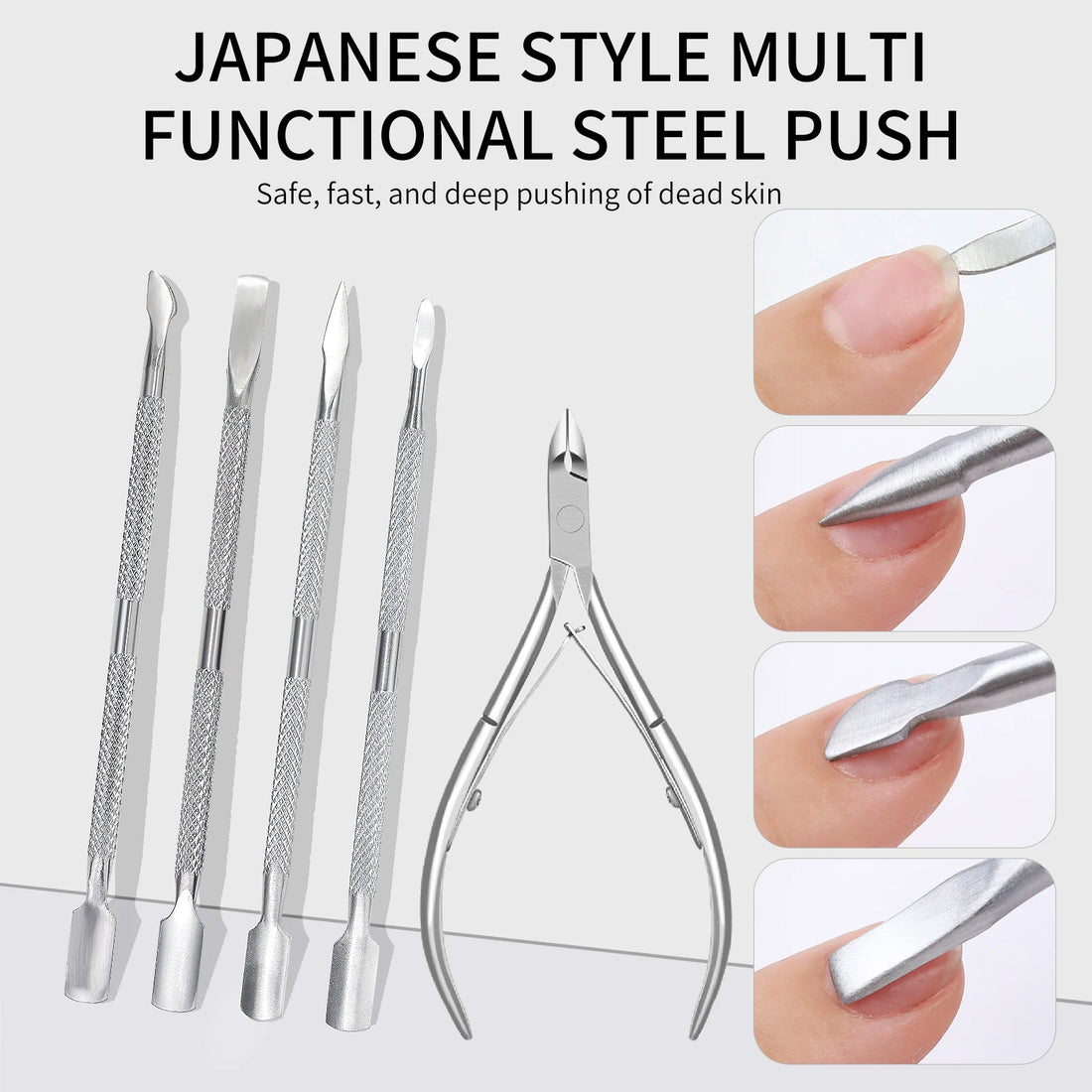 4/5 Pcs Professional Stainless Steel Nail Cutter Scissor Nippers Multi Function Cuticle Pusher Remover Nail Art Care Tools Kits