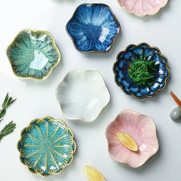 New Japanese ceramic plate, vintage kiln-fired glaze, sashimi, sushi, soy sauce dish, for barbecue, mini dipping sauce plate,