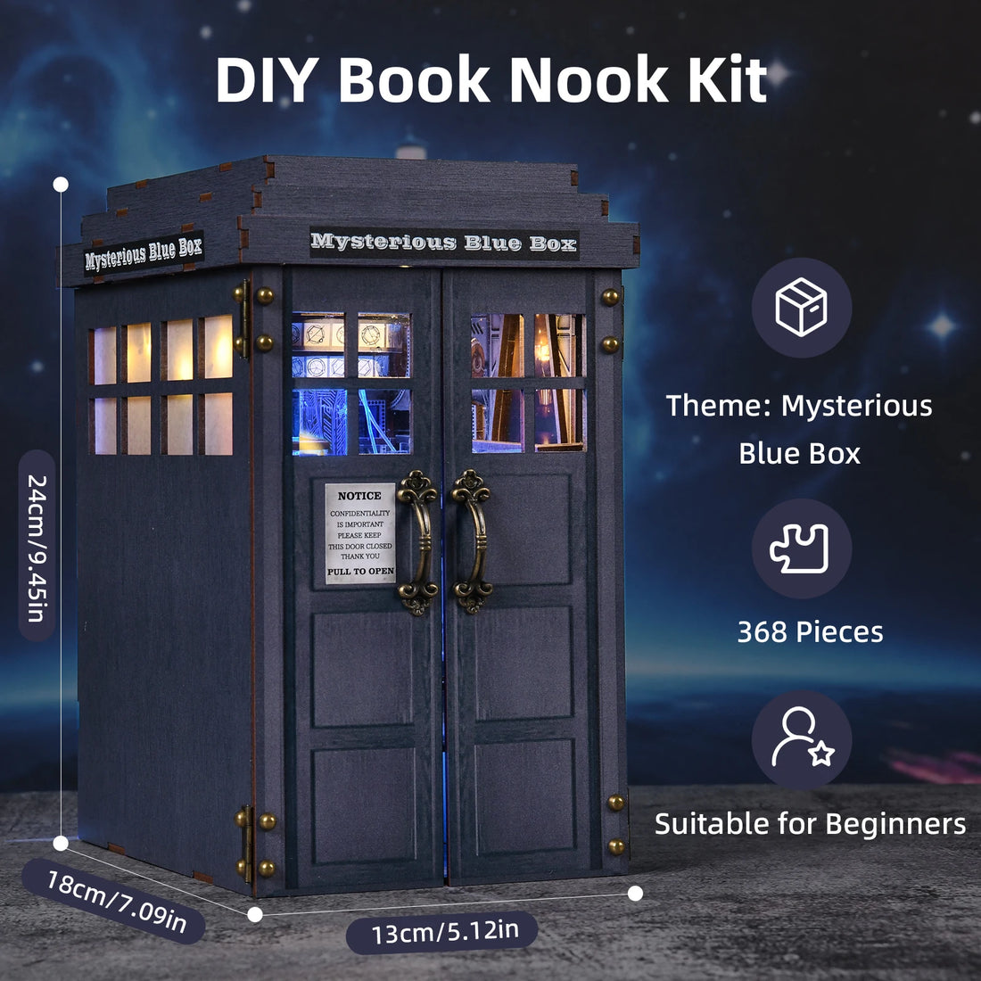 Book Nook Kit Doctor Who Tardis 3D DIY Wooden Puzzle Handmade Bookshelf Dollhouse Model Bookend Building Home Decoration