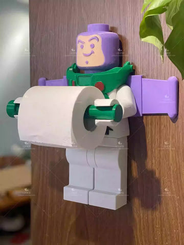 Disney Buzz Lightyear Sculpture Paper Holder Creative Cartoon Toy Story Buzz Lightyear Figure Towel Rack for Kitchen Bathroom
