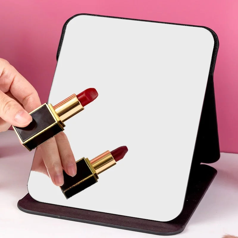 Leather Soft Face Makeup Mirror for Home Portable Folding Desktop High Definition Beauty Mirror
