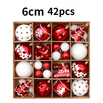 42pcs 6cm Red Gold Painted Christmas Balls Xmas Tree Hanging Ornaments for Home Christmas Decoration Party New Year Gift Navidad
