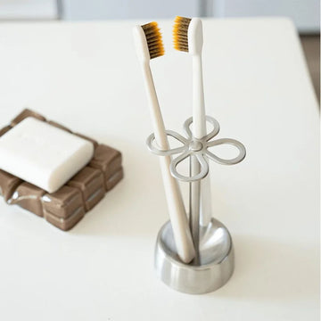 Creative Stainless Steel Toothbrush Holder Lucky Four-leaf Clover Toothbrush Holder Countertop Storage Rack Bathroom Accessories