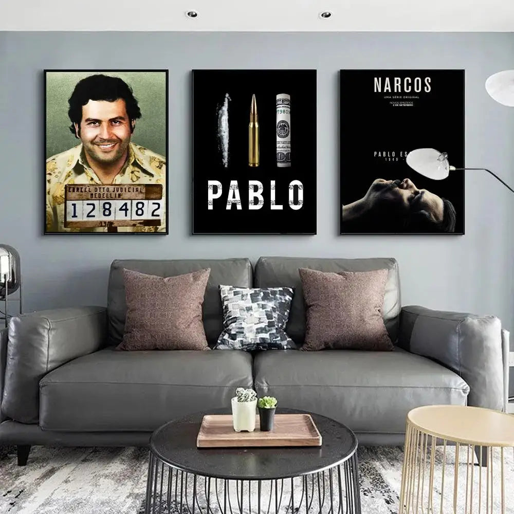 Narcos TV Series Pablo Escobar Whitepaper Poster Fancy Wall Sticker for Living Room Bar Decoration Decor Art Wall Stickers