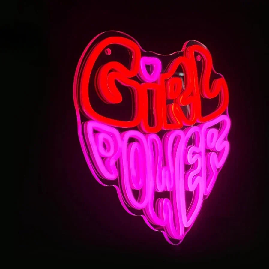 Girl Power LED Neon Sign Dimmable USB Neon Light for Teen Bedroom Vanity Dormitory Girls Room Salon Boutique Studio Wall Decor