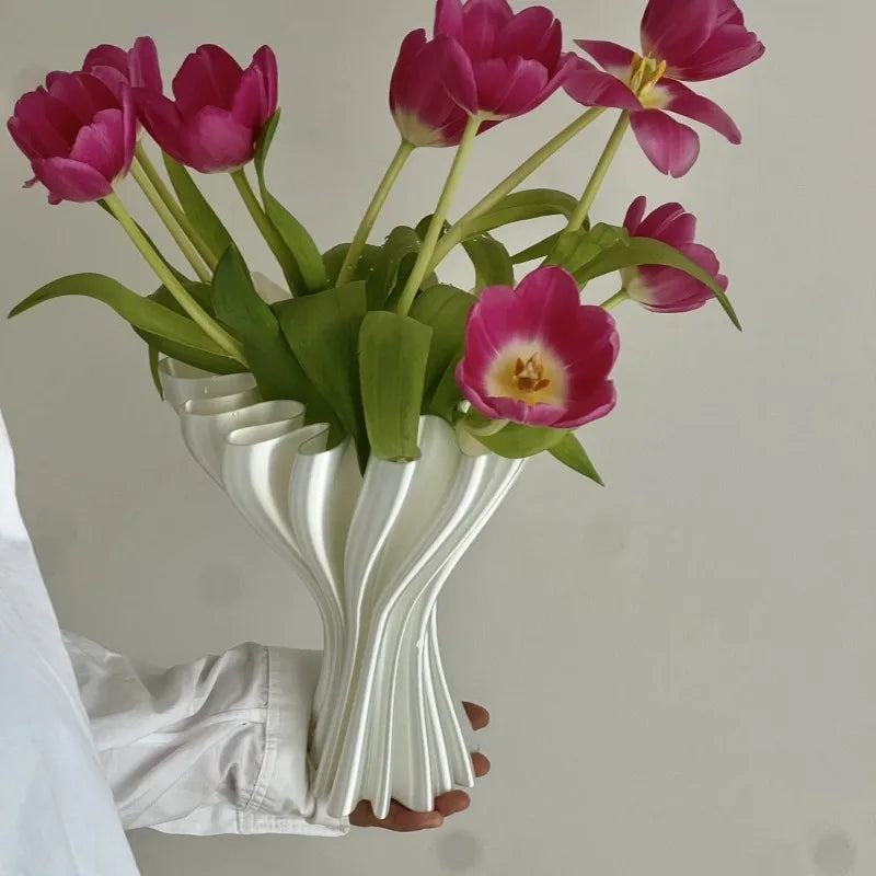 3D Stereoscopic Printing Artistic Vase White Modern Simple Luxury Nordic Living Room Vases Creative Interior Home Decoration