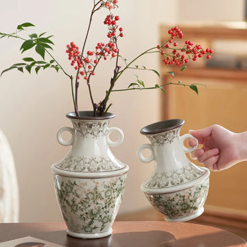 Crackle Glaze Ceramic Vase with Swirl Design  Hydroponic Plant Pot for Home Decor Unique Cracked Texture Flower Holder Gift
