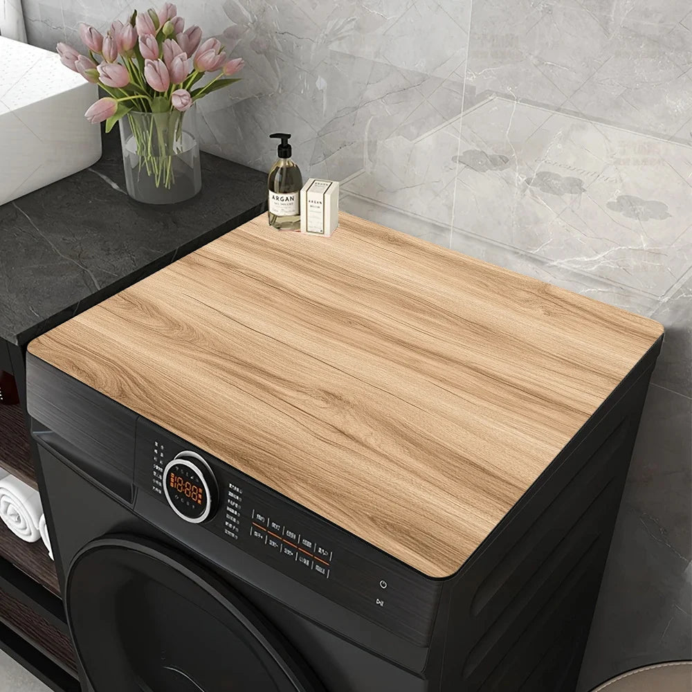 1pc Light Wood Grain Washing Machine Cover & Absorbent - Non-Slip Quick-Dry Laundry/Kitchen Counter Protector Mat, Home Decor
