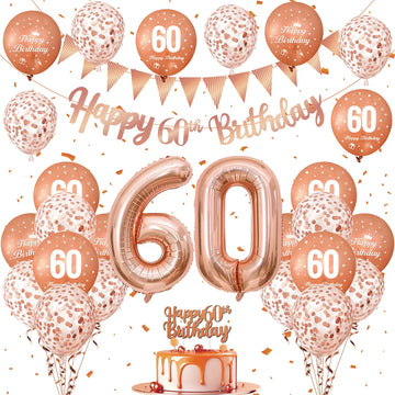 1Set Rose Gold Birthday Decoration Birthday Balloons Birthday Banner 18 21 30 40 60 70th Happy Birthday Party Decor Supplies