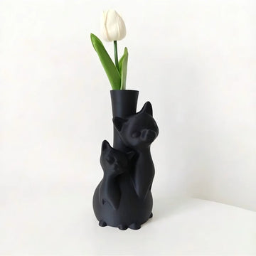 Creative Art Dry Flower Hydroponic Cat Vase, Suitable for Indoor Living Room, Study, Office, Outdoor Balcony Garden Mother's Day