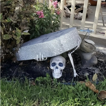 Halloween decoration Realistic Skeleton Stakes Halloween Realistic Skull Skeleton Head Human Hand Arm for Halloween Party Garden