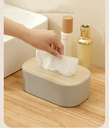 Nordic Wooden Lid Tissue Box Storage Organizer for Living Room Desk with Multi Compartment Mask Holder ModernHomeDecorTissue Box