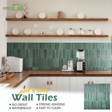 1/10/30 Pc Dark Green Self-Adhesive Wall Stickers Kitchen Backsplash Peel And Stick For Home DIY Decoration 11.8 In X 11.8 In