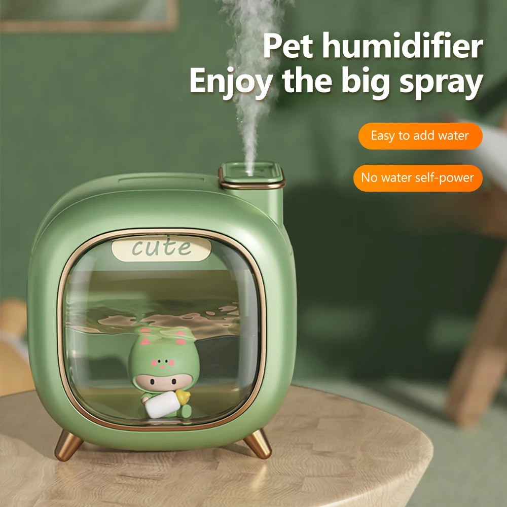 Ultrasonic Cartoon Air Humidifier 500ML Large Capacity Aroma Essential Oil Diffuser Cute Dolls USB Double Spray Colourful Lights