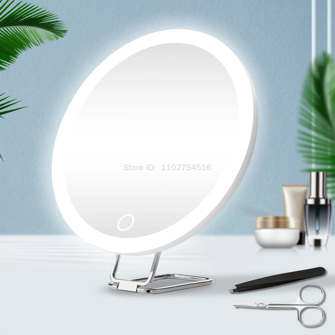 5/10/20/30X Magnifying Mirror With LED Light Tweezers 360 Degrees Rotary Wall Hanging Desktop Magnified Makeup Vanity Mirror
