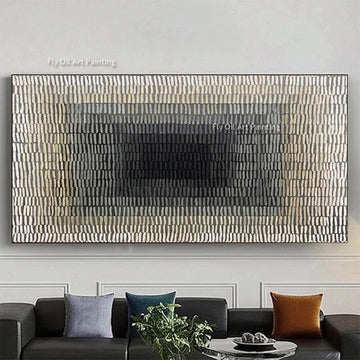 New Fashion Black Grey Blocks Canvas Knife Thick Oil Painting Handmade Abstract Beige And Yellow Texture Wall Art For Home Decor