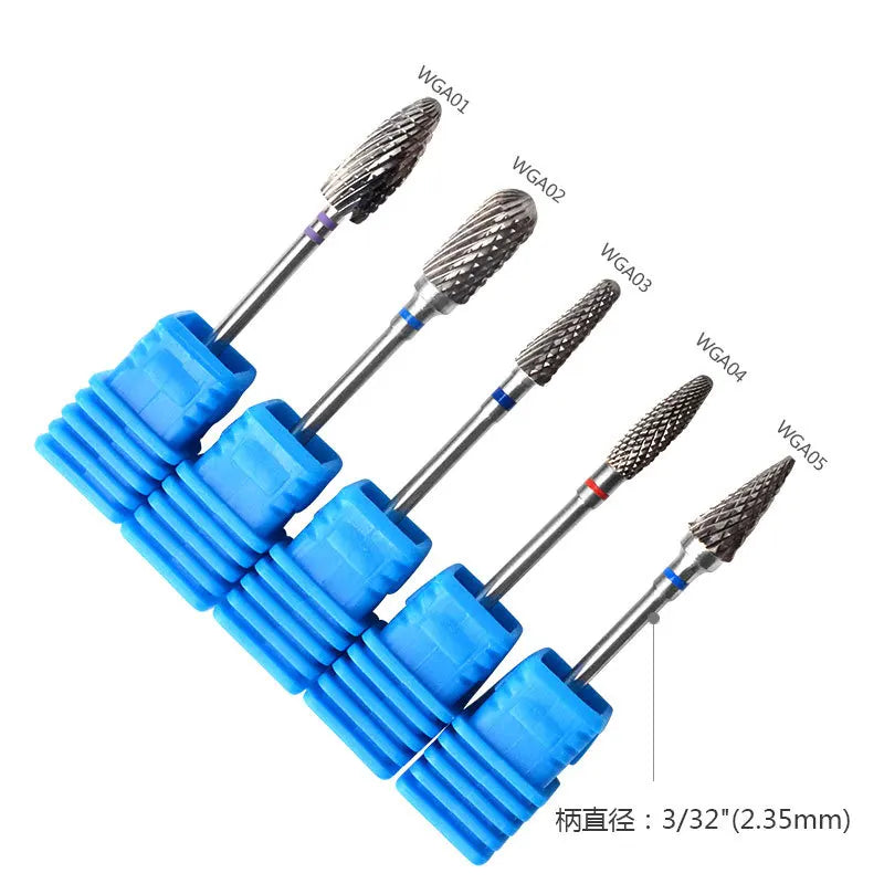 1pc Blue Nail Cone Tip Tungsten Steel Drill Bits Electric Cuticle Clean Rotary for Manicure Pedicure Grinding Head Sander Tool