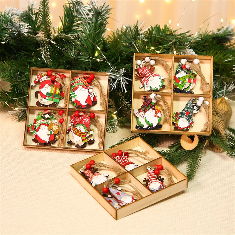 Christmas Gnomes Wooden Pendants Merry Christmas Decorations For Home 2025 Xmas Tree Christmas Ornaments Navidad New Year Gift