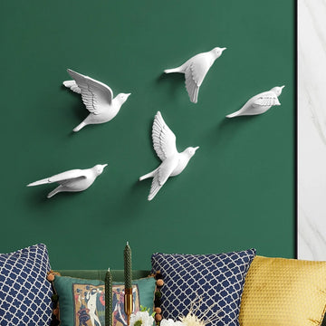 Resin Birds 3d Creative Wall Stickers for Living Room Animal Cute Birds Figurine Wall Decoration Murals tv Wall Background Decor
