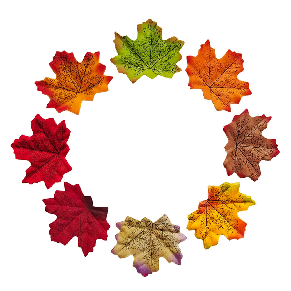 Halloween Artificial Maple Leaves Silk Fake Autumn Leaves Craft Diy Handmade Fall Leaf Halloween Christmas Decoration Wedding