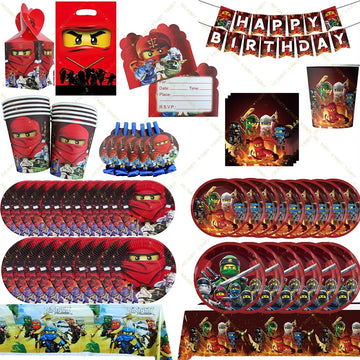 Birthday Party Supplies Ninjas Plate Cup Napkins Tablecloth Paper Party Decoration Kids Banner Cake Toppers Gift Bag Baby Shower