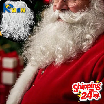 White Santa Claus Beard Adjustable Fake Curly Costume Prop Christmas Theme Dress Up Accessory Holiday Party Supplies for Adults