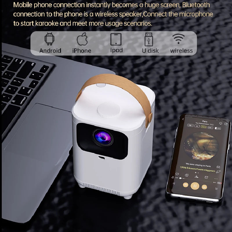 4k Laser Projector Ultra Short Throw Android 13 Mobile Phone Control Low Noise Beam mini Home Studio Cinema 200lmansi wifi 5G