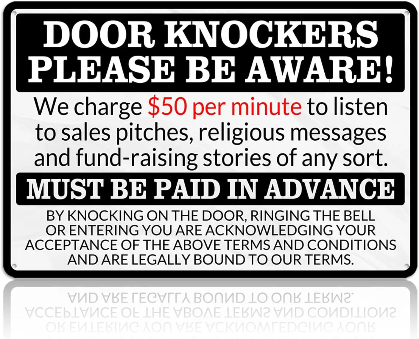 No Soliciting Sign for House Front Door - Funny Metal Tin Signs Room Decor Knockers Please Be Aware Warning Yard Sign, Home