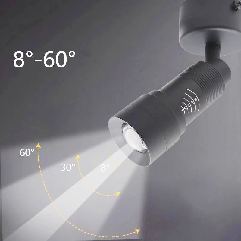 LED Ceiling Lamp Spot  Zoom 15-60 Degrees COB Downlights Track Light 7W 15W Lights AC220V Led Lights For Room Hotel Bedchamber