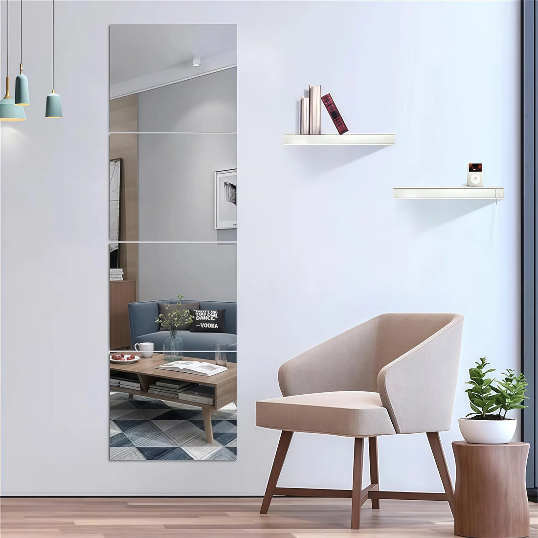 30*25cm Mirror Wall Sticker Plastic Mirror Sheets Soft Acrylic 3D Self-adhesives Mirror Decorations Living Room DIY Mirror
