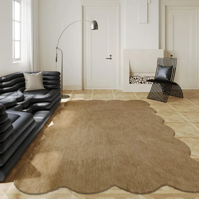 Modern Minimalism Living Room Decoration Solid Color Rug Irregular Plush Carpet Fluffy Soft Rugs for Bedroom Home Washable Mat
