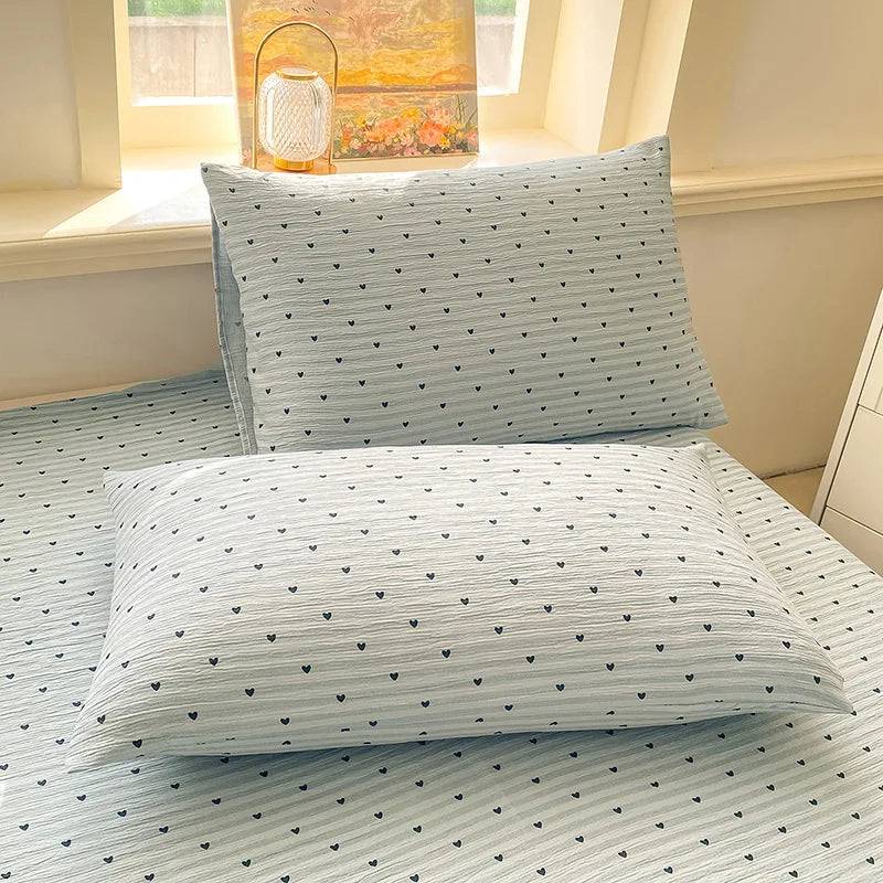 2026 New Arrival Crepe Fabric Bed Sheet with Lace Trim – Triple-Layer Design, Gentle on Skin and Breathable