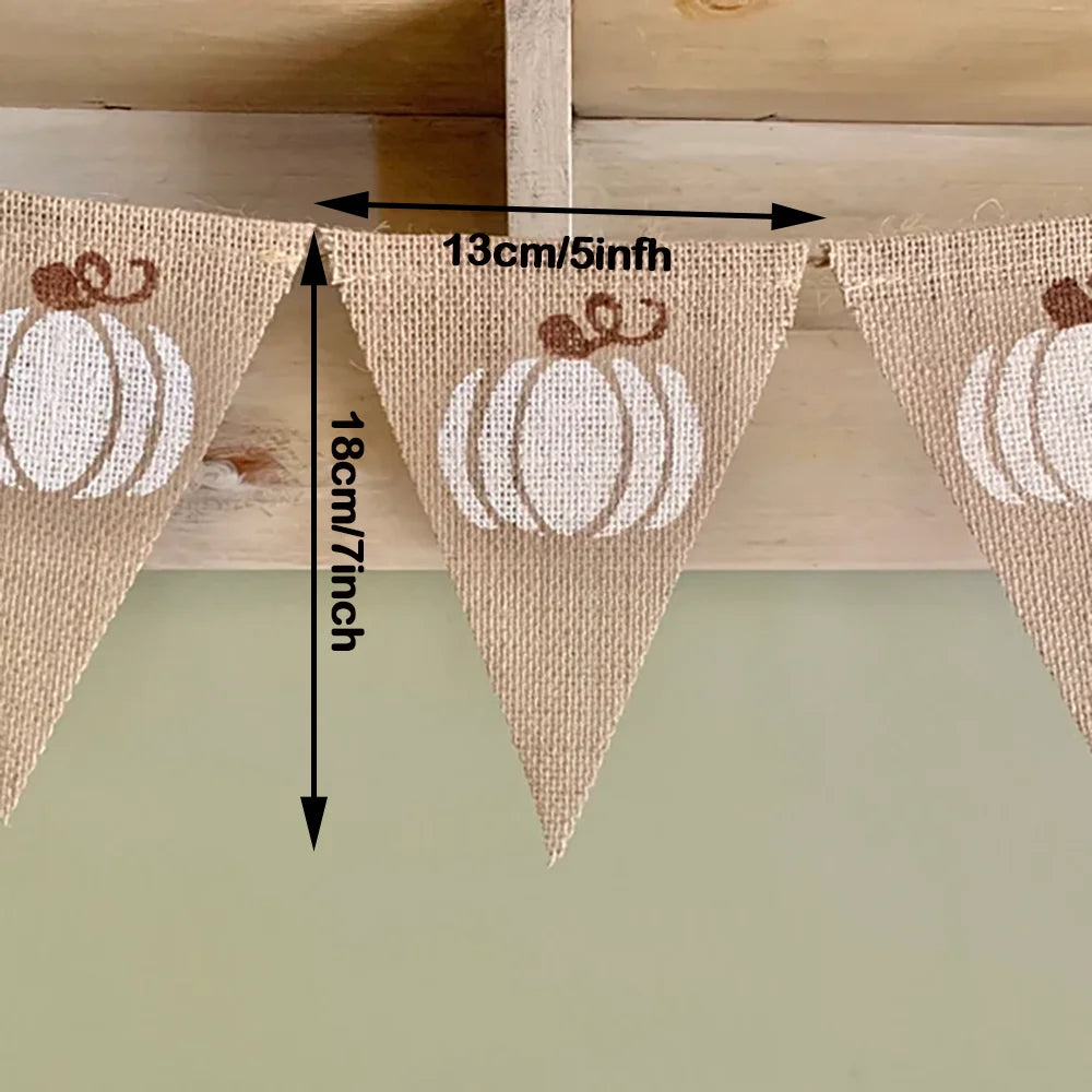 Halloween White Pumpkin Triangular Flag Banner Fall Holiday Fireplace Decor Spooky Season Home Accessories Housewarming Gift
