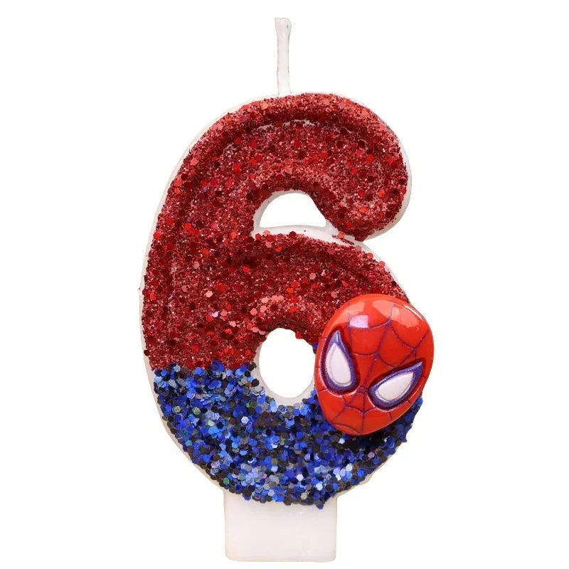 Superhero SpiderMan Fun Figure Candle Cute Cartoon Pattern 0-9 Party Birthday Candle Cake Decoration Children Party Gift