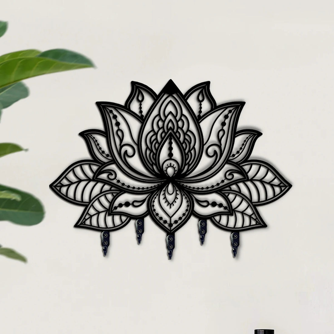1PC wall mounted creative lotus warm home decoration key holder, front door metal hook