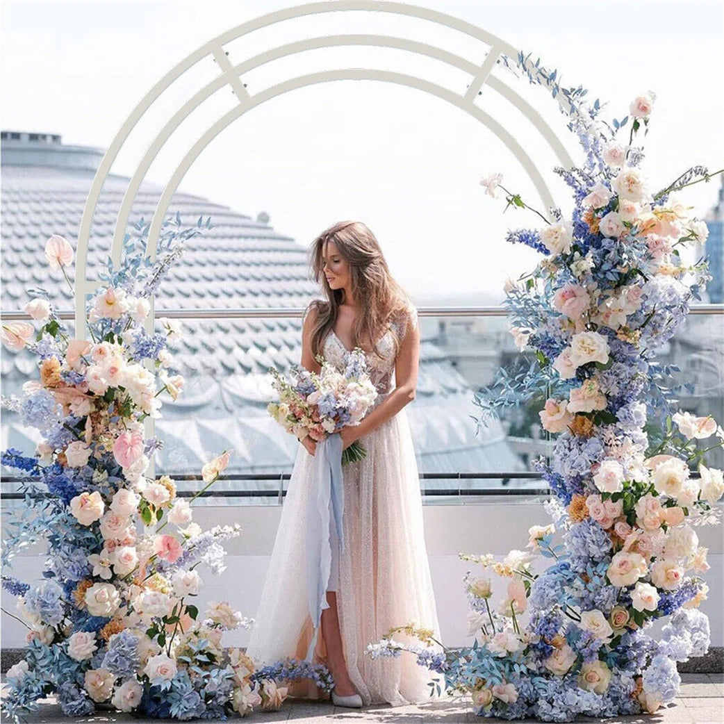 Heavy Strong White Metal Wedding Arch Garden Arbor Frame, Floral Backdrop Stand, Pergola for Indoor and Outdoor