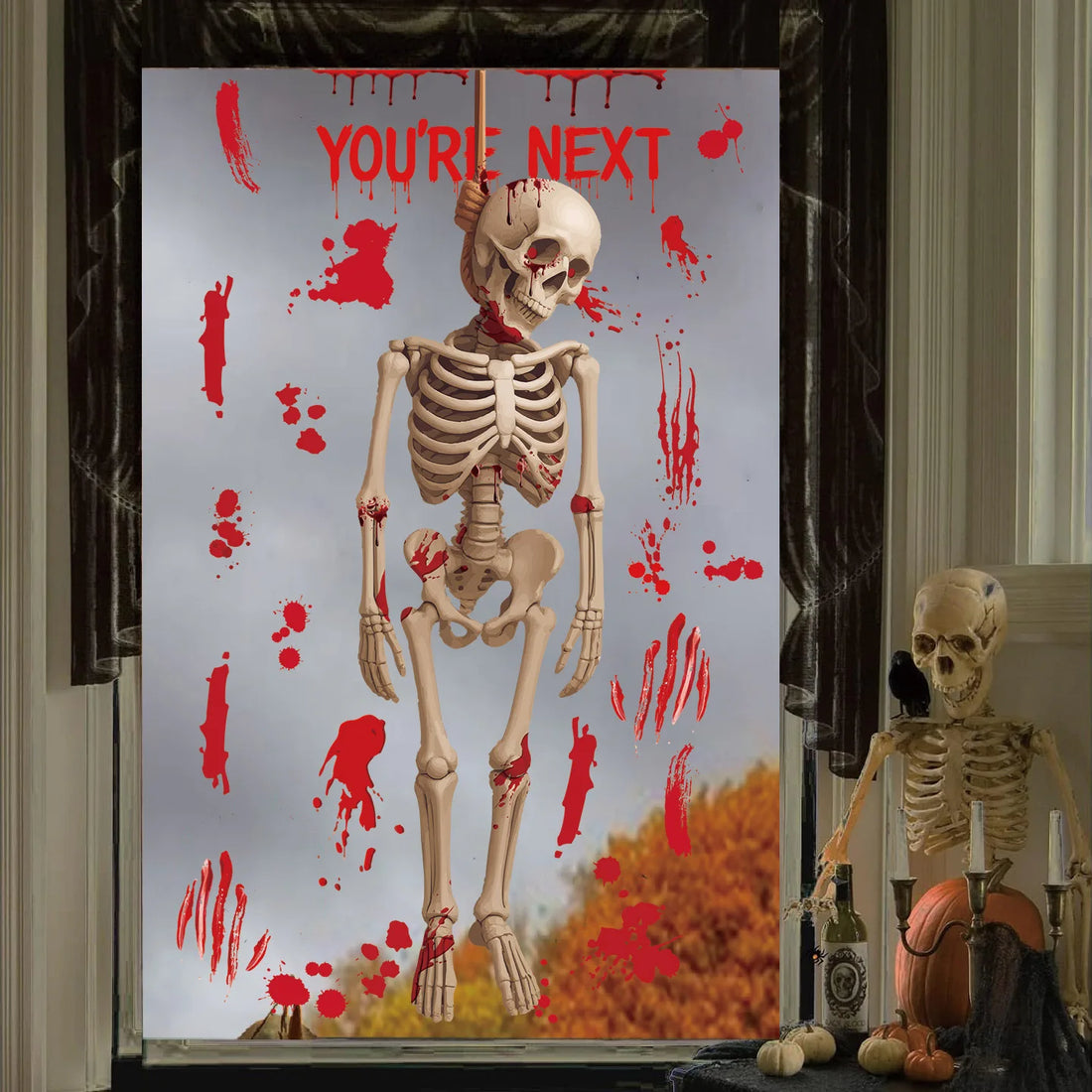 Halloween Decoration Skeleton Glass Stickers Window Stickers Horror Ghost Window Stickers