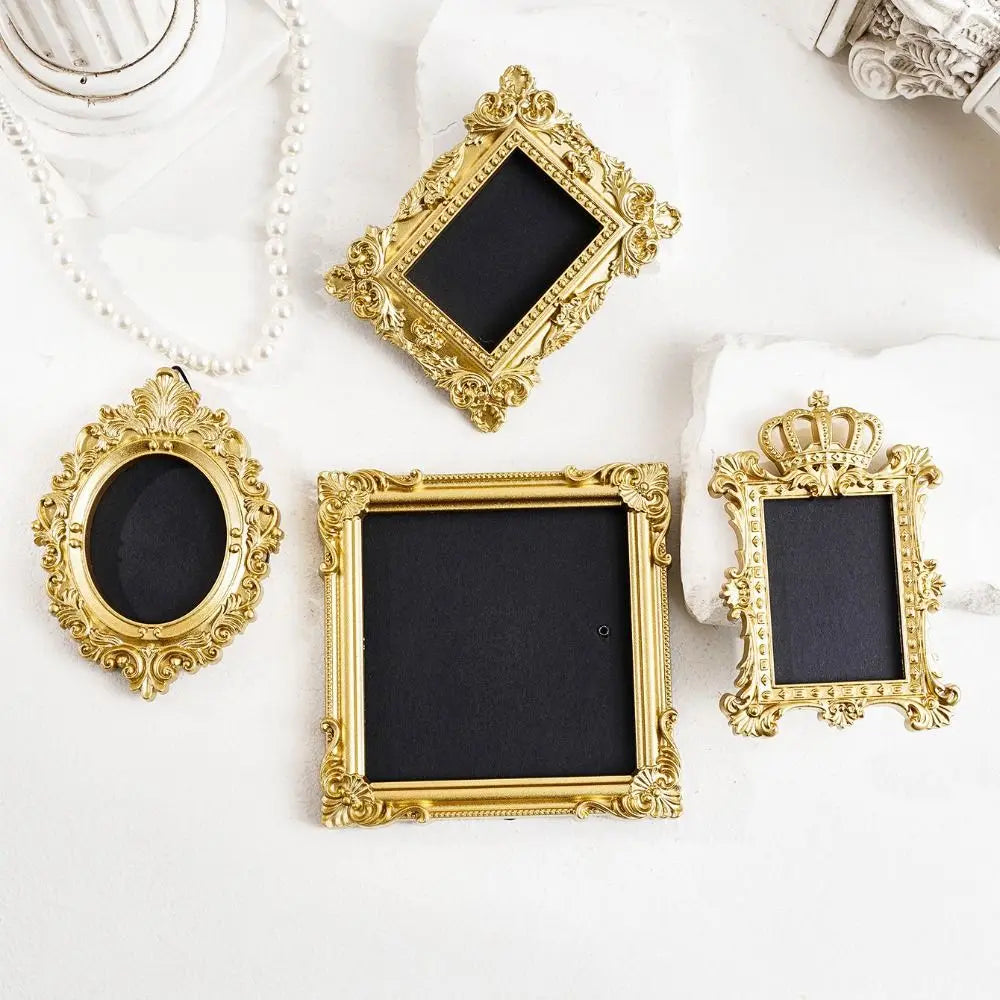 Hanging Mini Photo Frames Photographic Props Resin Memory Display Frames Gold Baroque Ornate Vintage Picture Frame Home Decor