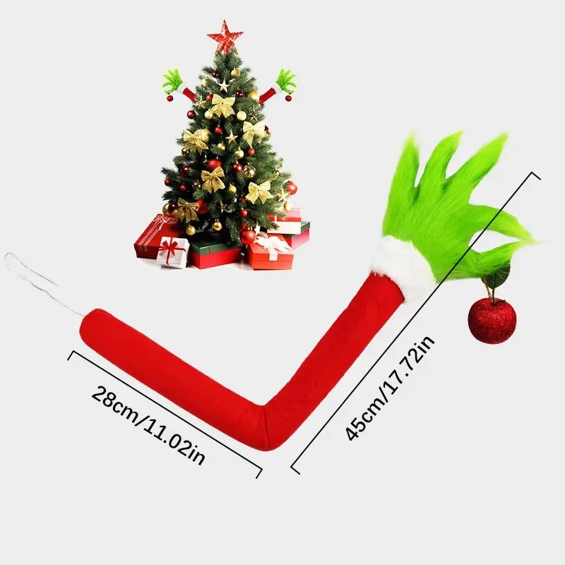 Pele verde monstro monstro braço pingente, decoração de Natal, Grinch, boneca Grinch, local, 2022