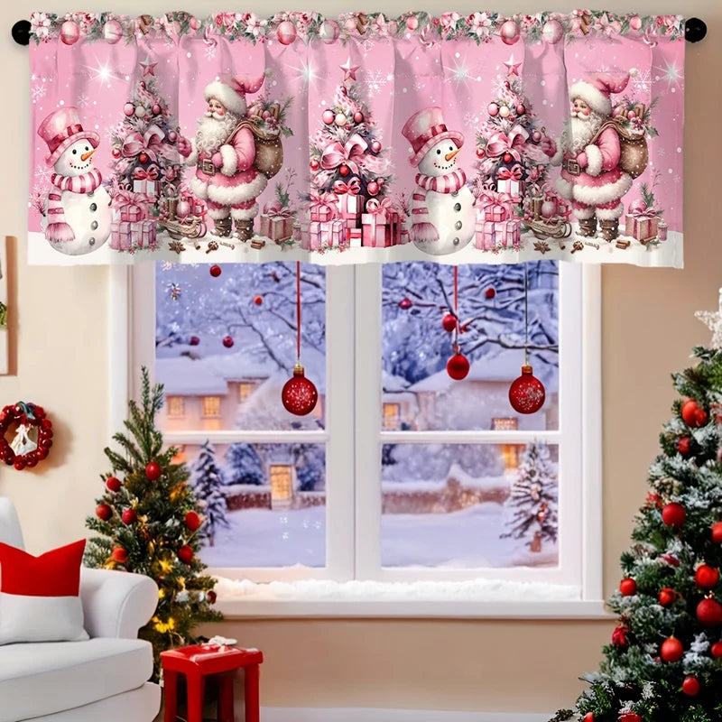 Christmas Short Curtains Valances Merry Christmas Decorations For Home 2025 Xmas Navidad Kitchen Bedroom Ornaments New Year 2026
