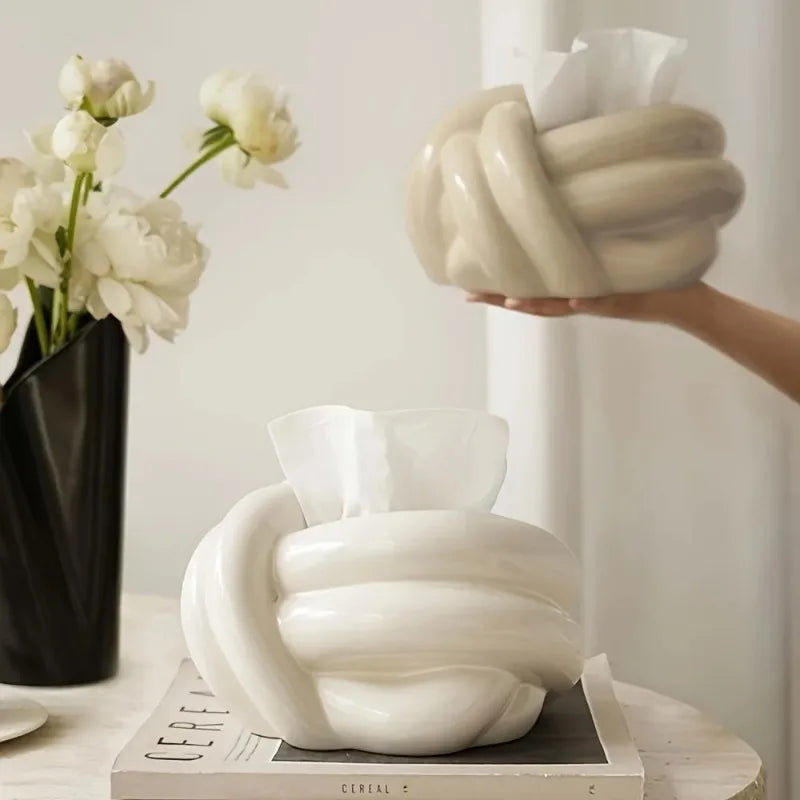 Creative Life Knot Fun Tissue Box Living Room Coffee Table Dining Table Bedroom Ceramic Paper Box Personalized Household Use