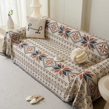 French Country Maple Leaf Sofa Cover Reversible 4-Season Stretchable Couch Slipcover Fits L-Shaped Sofa