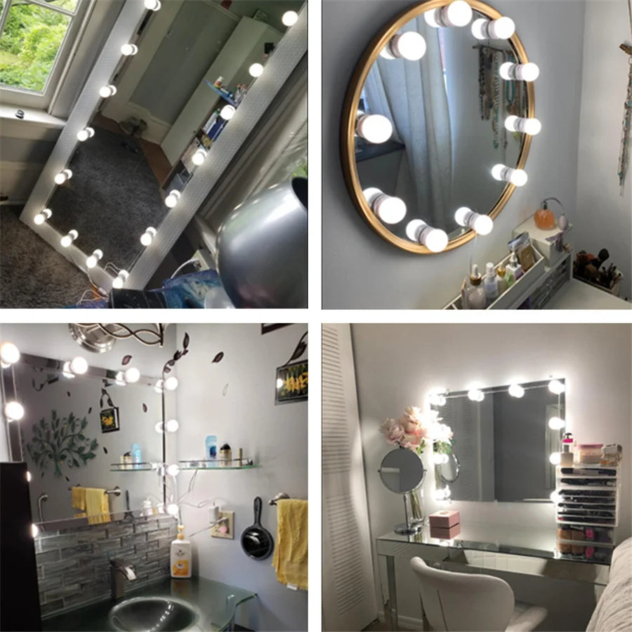 LED Professional Makeup Mirror Light for Bathroom Dressing Table Lamps USB Dimmable Mirror Front Lamps 3 Colors Vanity Lights