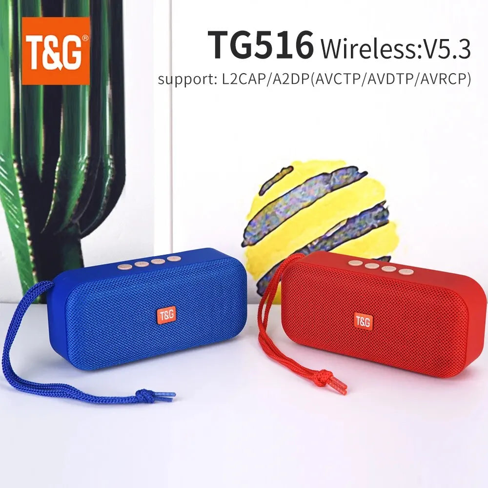 Bluetooth Speaker TG516 Portable Mini Wireless Soundbar Outdoor Indoor Subwoofer Loudspeaker Support TF Card FM Radio Waterproof
