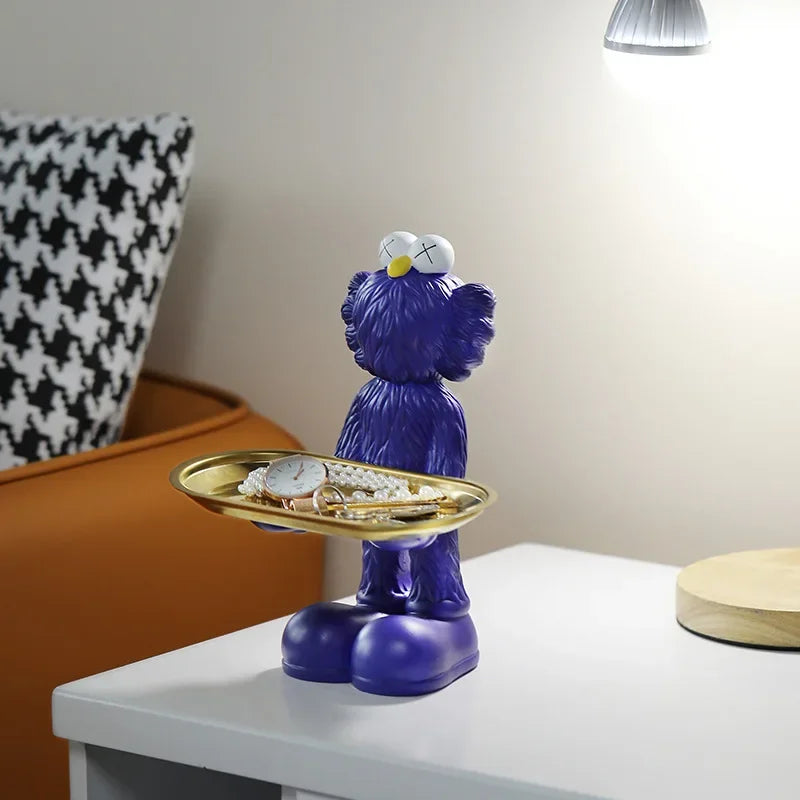 Creative violent bear enter the door key storage tray porch decoration living room desktop snack tray home decoration figurines