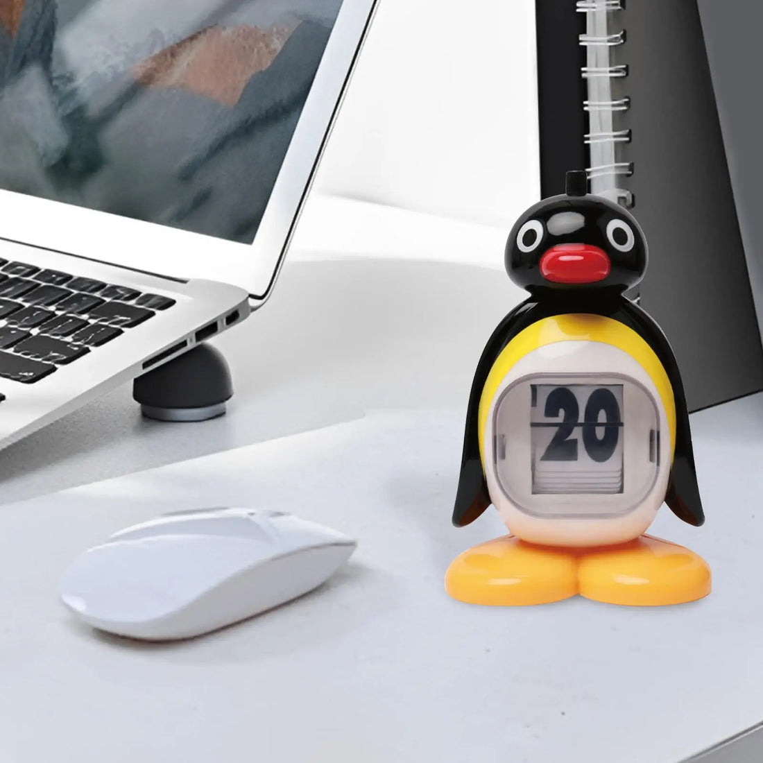 Penguin Perpetual Press Calendar Cute Retro Animal Doll Creative Desktop Ornament for Home Office Decor Christmas Birthday Gifts