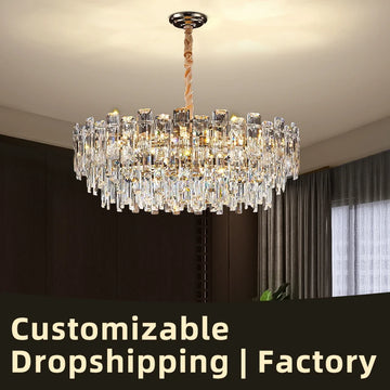 Loft Pendant Lighting Crystal Chandelier Ceiling for Dining Room Modern Led Ceiling Hanging Lamp for Living Room Villa